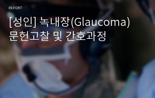 [성인] 녹내장(Glaucoma) 문헌고찰 및 간호과정