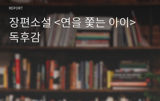 장편소설 &lt;연을 쫓는 아이&gt; 독후감