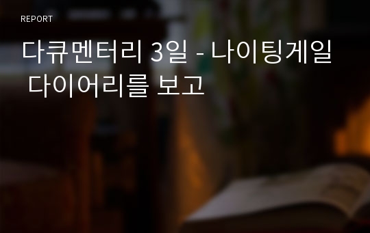 다큐멘터리 3일 - 나이팅게일 다이어리를 보고