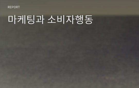 마케팅과 소비자행동