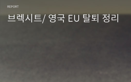 브렉시트/ 영국 EU 탈퇴 정리