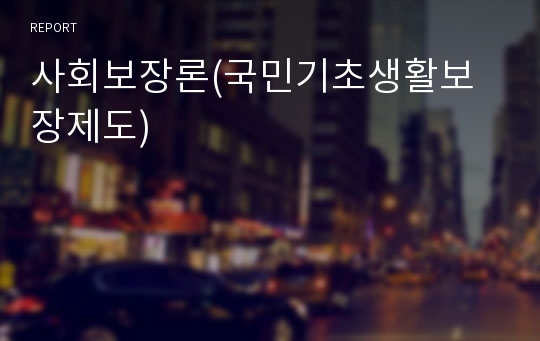 사회보장론(국민기초생활보장제도)