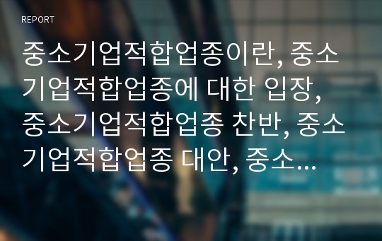 중소기업적합업종이란, 중소기업적합업종에 대한 입장, 중소기업적합업종 찬반, 중소기업적합업종 대안, 중소기업 적합업종 가이드 라인, 국내기업 역차별, 프랜차이즈 가맹점주들의 피해