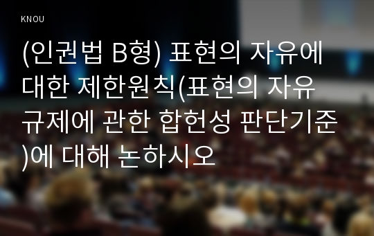 (인권법 B형) 표현의 자유에 대한 제한원칙(표현의 자유 규제에 관한 합헌성 판단기준)에 대해 논하시오