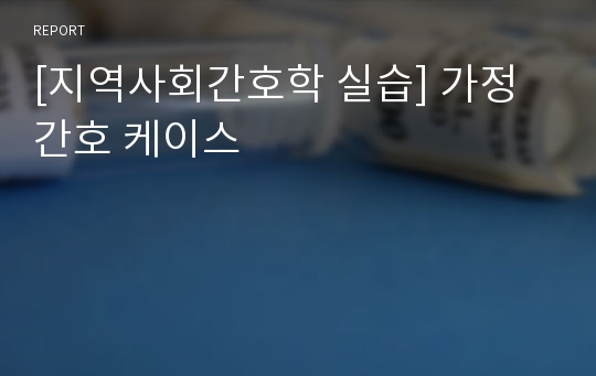 [지역사회간호학 실습] 가정간호 케이스