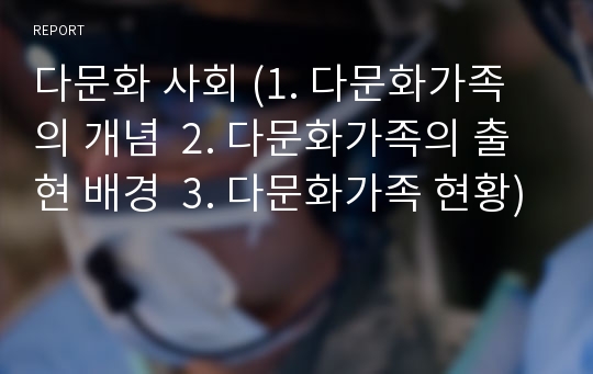 다문화 사회 (1. 다문화가족의 개념  2. 다문화가족의 출현 배경  3. 다문화가족 현황)