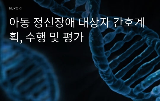 아동 정신장애 대상자 간호계획, 수행 및 평가