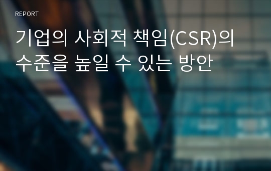 기업의 사회적 책임(CSR)의 수준을 높일 수 있는 방안