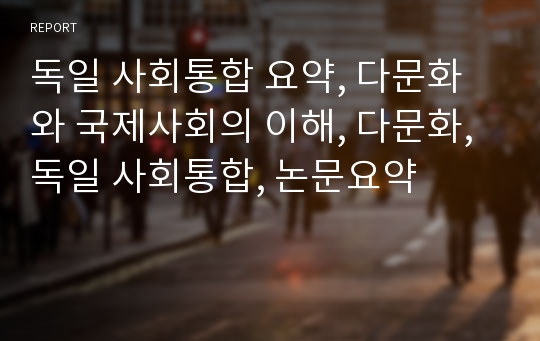 독일 사회통합 요약, 다문화와 국제사회의 이해, 다문화, 독일 사회통합, 논문요약