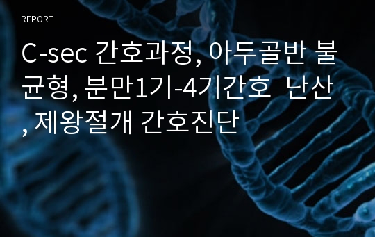 C-sec 간호과정, 아두골반 불균형, 분만1기-4기간호  난산, 제왕절개 간호진단