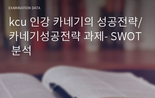 kcu 인강 카네기의 성공전략/카네기성공전략 과제- SWOT 분석