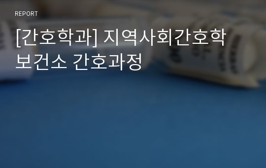 [간호학과] 지역사회간호학 보건소 간호과정