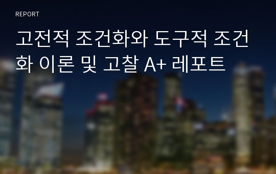 고전적 조건화와 도구적 조건화 이론 및 고찰 A+ 레포트