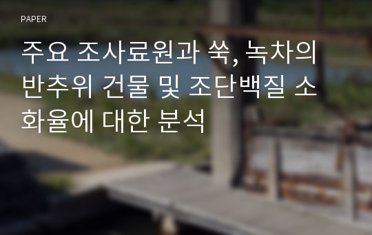 주요 조사료원과 쑥, 녹차의 반추위 건물 및 조단백질 소화율에 대한 분석