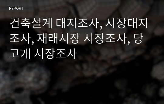 건축설계 대지조사, 시장대지조사, 재래시장 시장조사, 당고개 시장조사