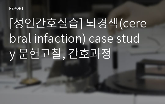 [성인간호실습] 뇌경색(cerebral infaction) case study 문헌고찰, 간호과정