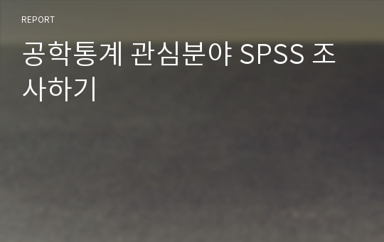 공학통계 관심분야 SPSS 조사하기