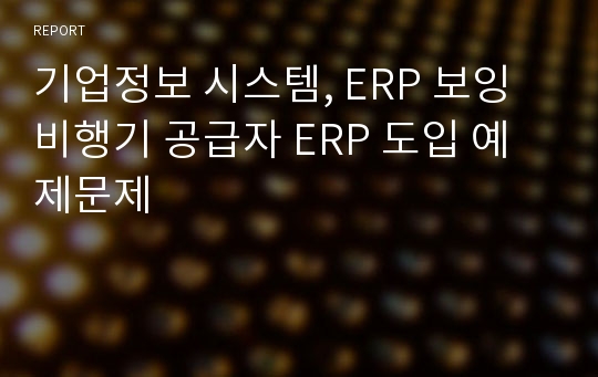 기업정보 시스템, ERP 보잉 비행기 공급자 ERP 도입 예제문제