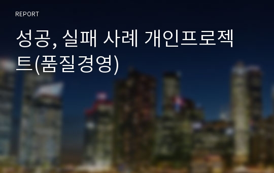 성공, 실패 사례 개인프로젝트(품질경영)