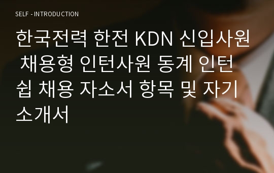 한국전력 한전 KDN 신입사원 채용형 인턴사원 채용 자기소개서
