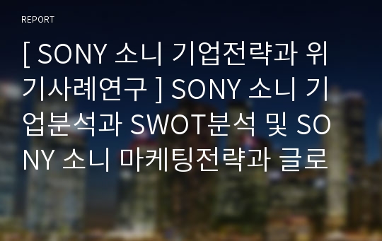 소니 SONY 기업전략과 위기연구