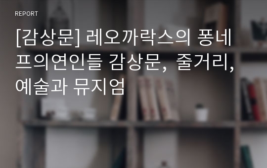 [감상문] 레오까락스의 퐁네프의연인들 감상문,  줄거리, 예술과 뮤지엄