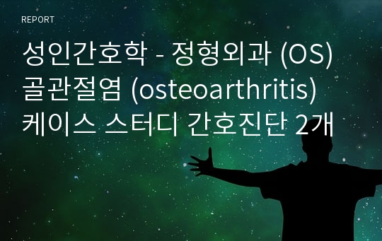 성인간호학 - 정형외과 (OS) 골관절염 (osteoarthritis) 케이스 스터디 간호진단 2개