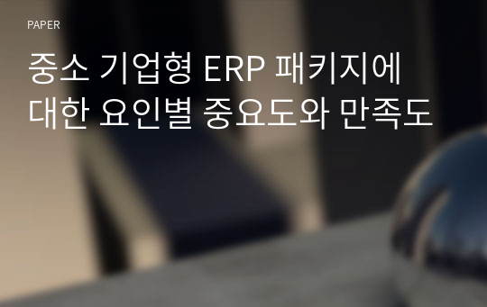 중소 기업형 ERP 패키지에 대한 요인별 중요도와 만족도