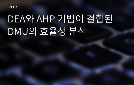 DEA와 AHP 기법이 결합된 DMU의 효율성 분석