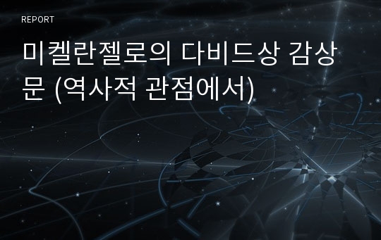 미켈란젤로의 다비드상 감상문 (역사적 관점에서)