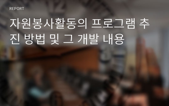 자원봉사활동의 프로그램 추진 방법 및 그 개발 내용