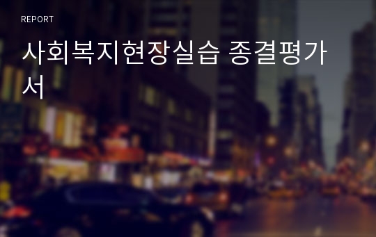 사회복지현장실습 종결평가서