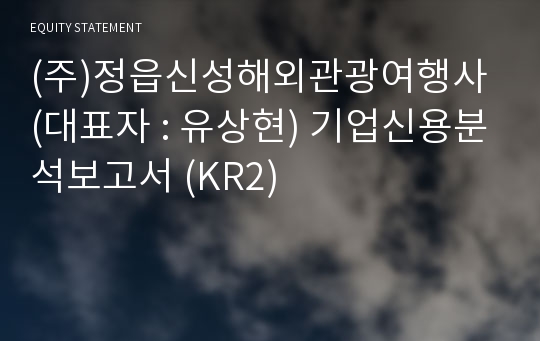 (주)정읍신성해외관광여행사 기업신용분석보고서 (KR2)