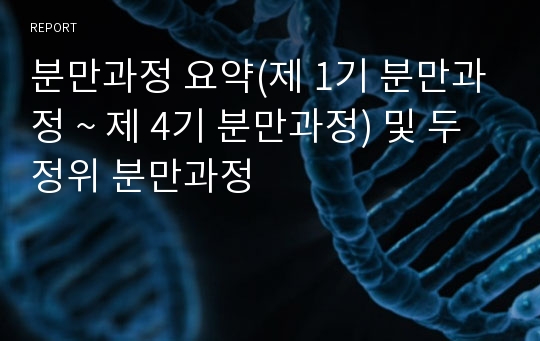 분만과정 요약(제 1기 분만과정 ~ 제 4기 분만과정) 및 두정위 분만과정