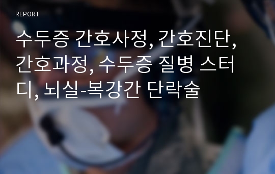 수두증 간호사정, 간호진단, 간호과정, 수두증 질병 스터디, 뇌실-복강간 단락술