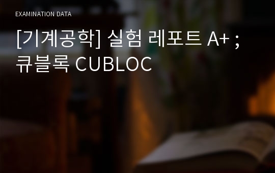 [기계공학] 실험 레포트 A+ ; 큐블록 CUBLOC