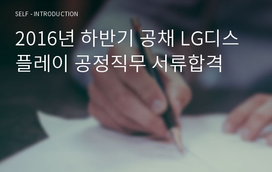 2016년 하반기 공채 LG디스플레이 공정직무 서류합격