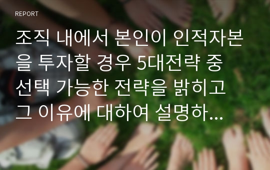 조직 내에서 본인이 인적자본을 투자할 경우 5대전략 중 선택 가능한 전략을 밝히고 그 이유에 대하여 설명하시오.