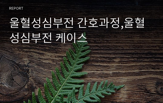 울혈성심부전 간호과정,울혈성심부전 케이스