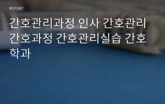 간호관리과정 인사 간호관리 간호과정 간호관리실습 간호학과