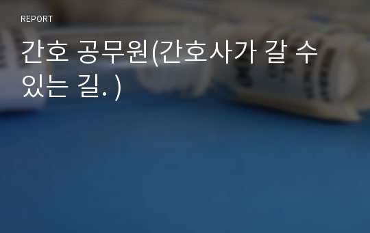 간호 공무원(간호사가 갈 수 있는 길. )