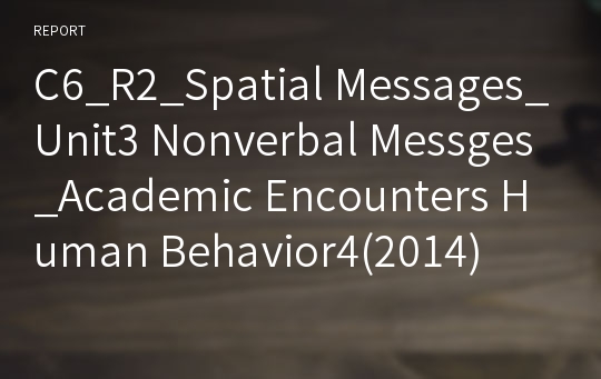 C6-R2-Spatial Messages-Unit3 Nonverbal Messges-Academic Encounters Human Behavior4(2014)