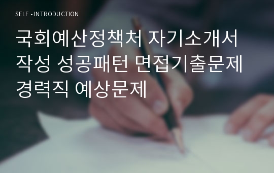 국회예산정책처 자기소개서 작성 성공패턴 면접기출문제 경력직 예상문제