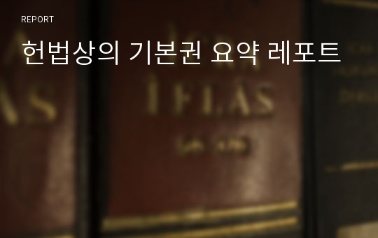 헌법상의 기본권 요약 레포트