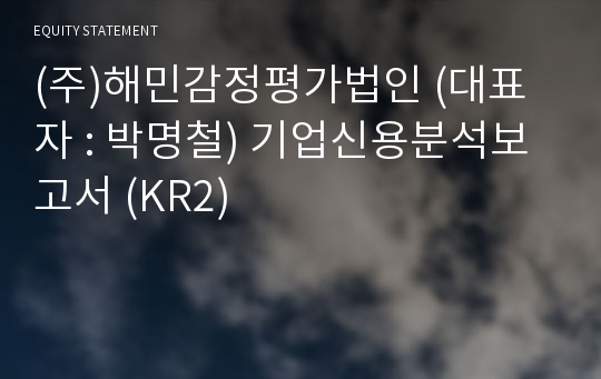 (주)해민감정평가법인 기업신용분석보고서 (KR2)