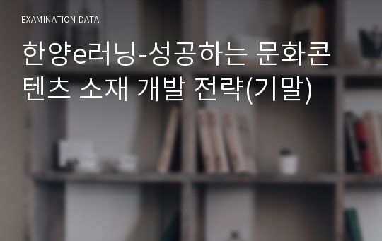 한양e러닝-성공하는 문화콘텐츠 소재 개발 전략(A+ 기말)