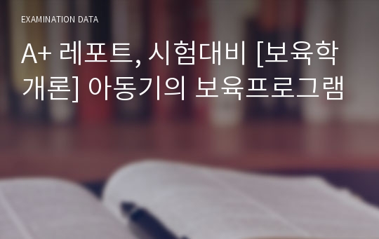 A+ 레포트, 시험대비 [보육학개론] 아동기의 보육프로그램