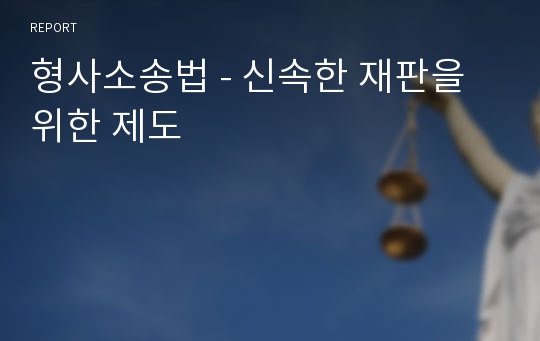 형사소송법 - 신속한 재판을 위한 제도