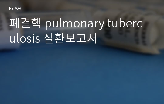 폐결핵 pulmonary tuberculosis 질환보고서