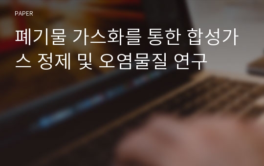 폐기물 가스화를 통한 합성가스 정제 및 오염물질 연구